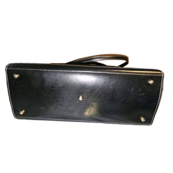 A. Textoni Black Leather Handbag With Lock - Picture 6 of 10